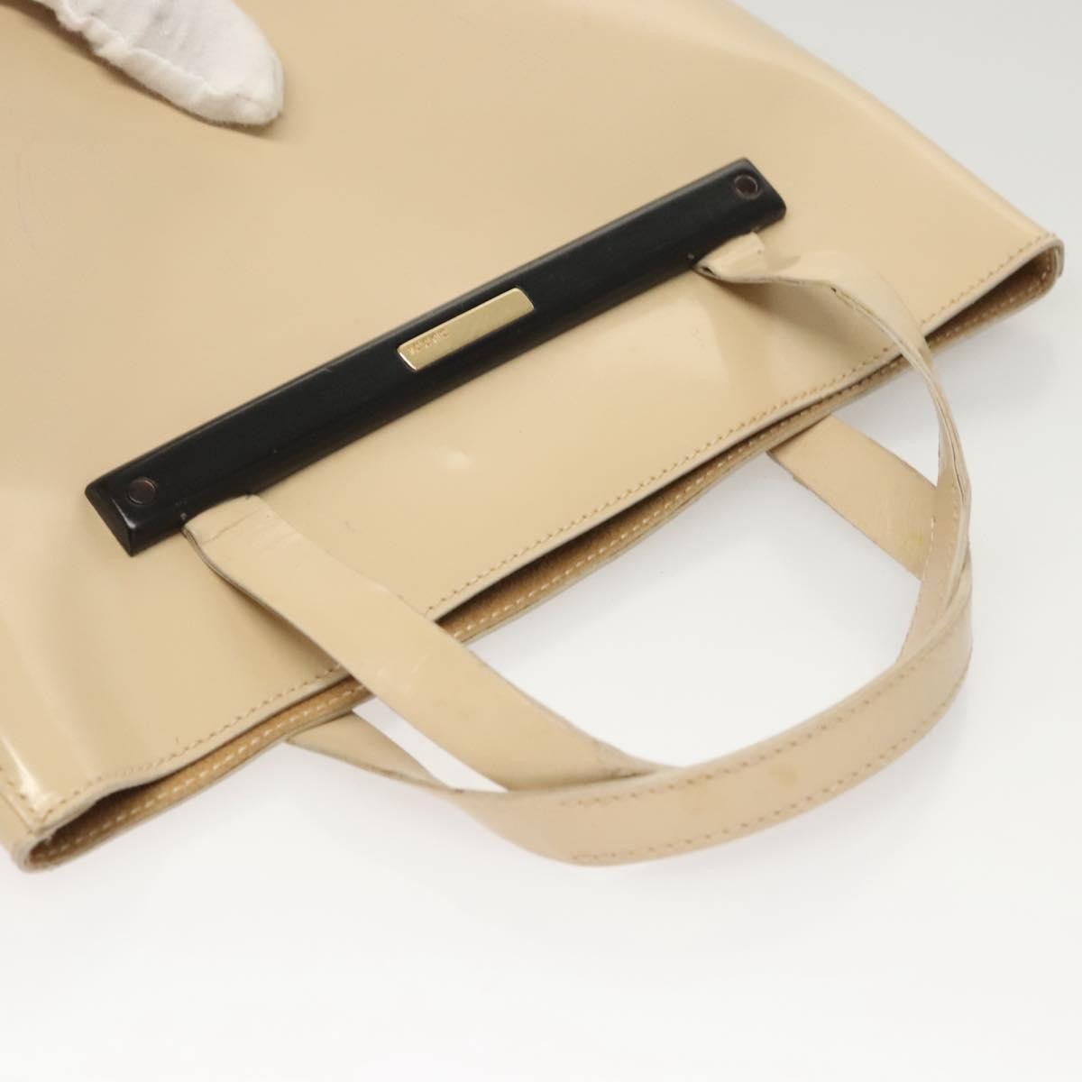 Gucci Vintage Handbag Enamel, BEIGE, PATENT_LEATHER, Handbag