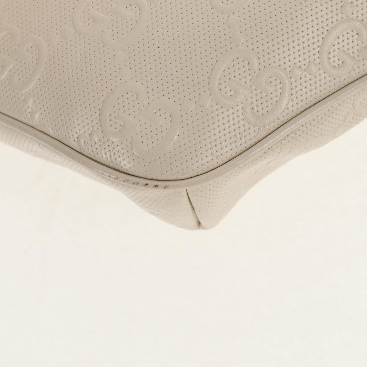 Gucci Front Pocket Belt Bag GG Embossed Perforated Leather, WHITE, CANVAS, Shoulder bag