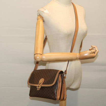 Celine Macadam Shoulder Bag PVC Leather, BROWN, CANVAS, Shoulder bag