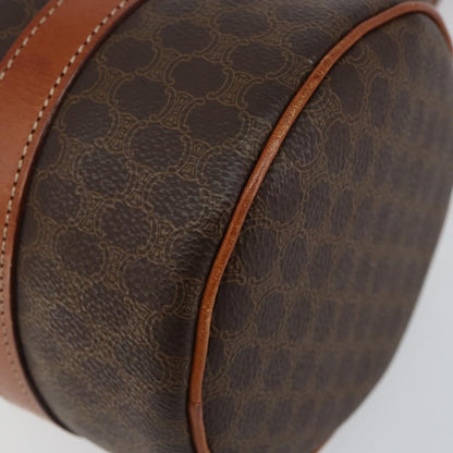 Celine Vintage Macadam Handbag Canvas and Leather, BROWN, PVC, Shoulder bag