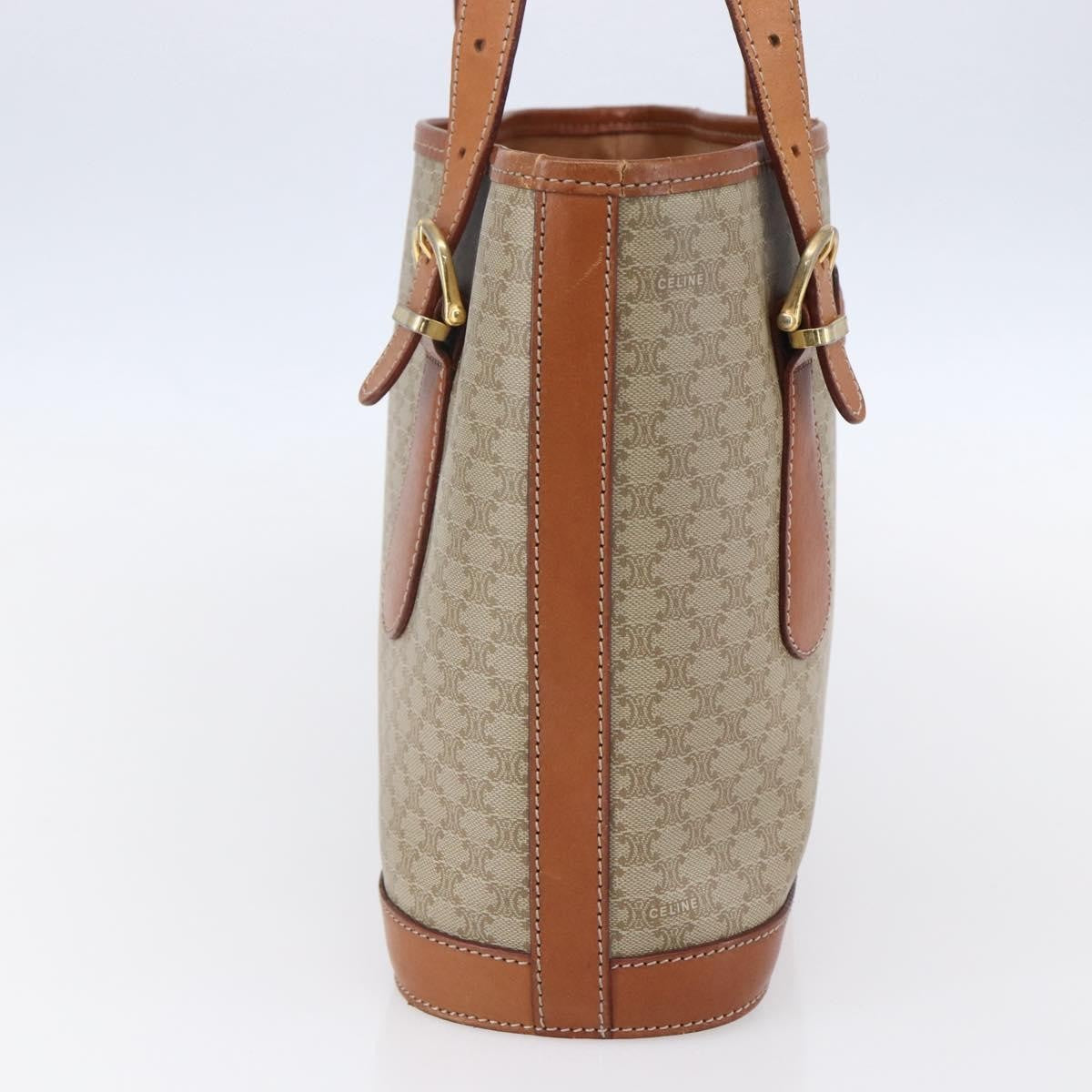 Celine Vintage Macadam Tote bag Canvas and Leather, BEIGE, CANVAS, Tote bag