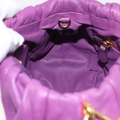 Prada Pleats Shoulder Bag Cervo Leather, Purple, Leather, Handbag