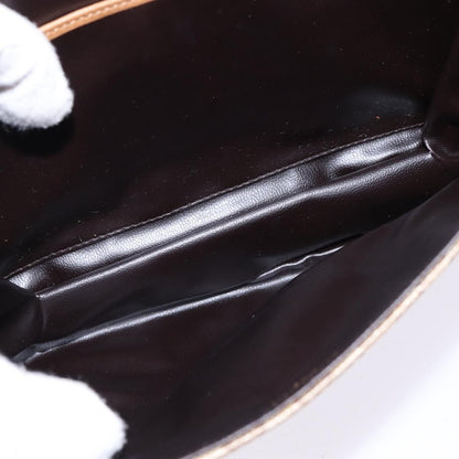 Celine Vintage Macadam Shoulder Bag Canvas and Leather, BEIGE, CANVAS, Shoulder bag