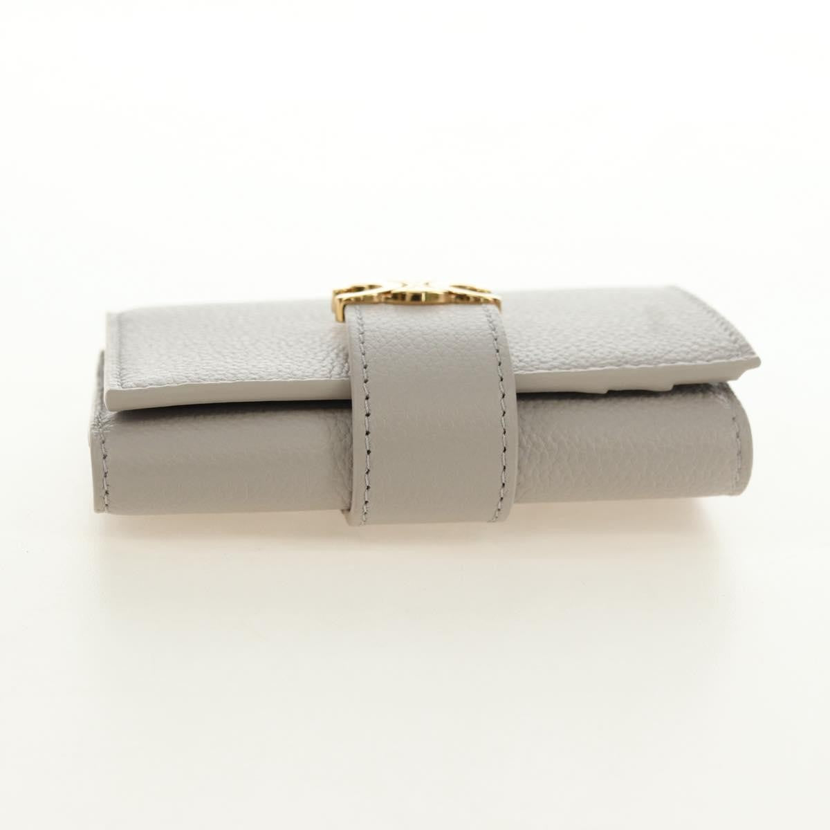 Celine Triomphe Trifold Wallet Leather, Beige, Leather, Wallet