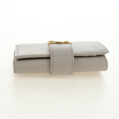 Celine Triomphe Trifold Wallet Leather, Beige, Leather, Wallet