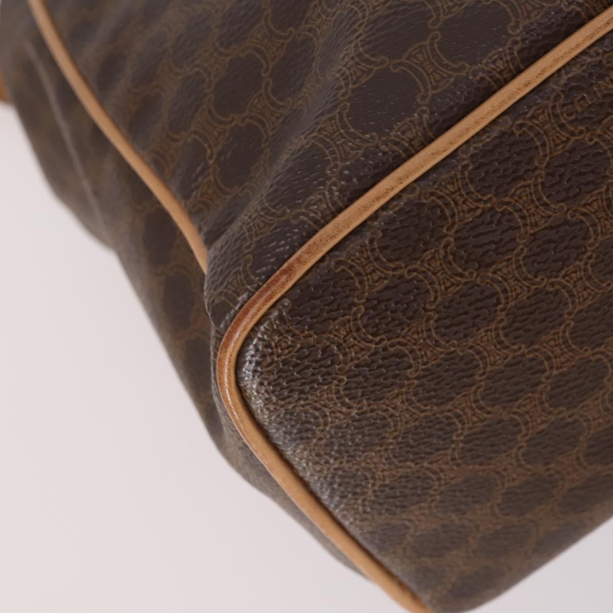 Celine Vintage Drawstring Flap Backpack Macadam Coated Canvas, BROWN, CANVAS, Backpack