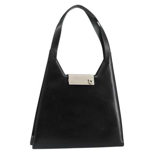 Salvatore Ferragamo Gancini Shoulder Bag Leather, BLACK, LEATHER, Shoulder bag
