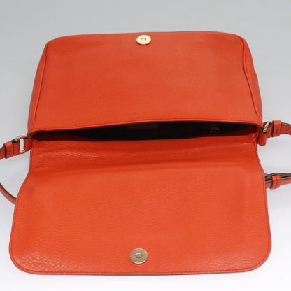 Salvatore Ferragamo Gancini Shoulder Bag Leather, ORANGE, LEATHER, Shoulder bag