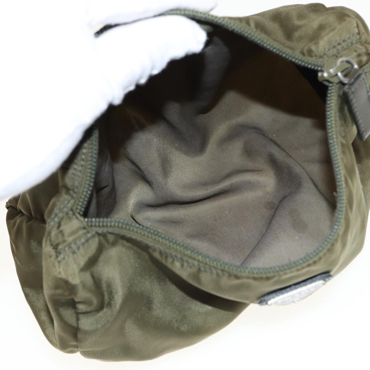 Prada Zip Around Pouch Tessuto, KHAKI, NYLON, Clutche & pouche