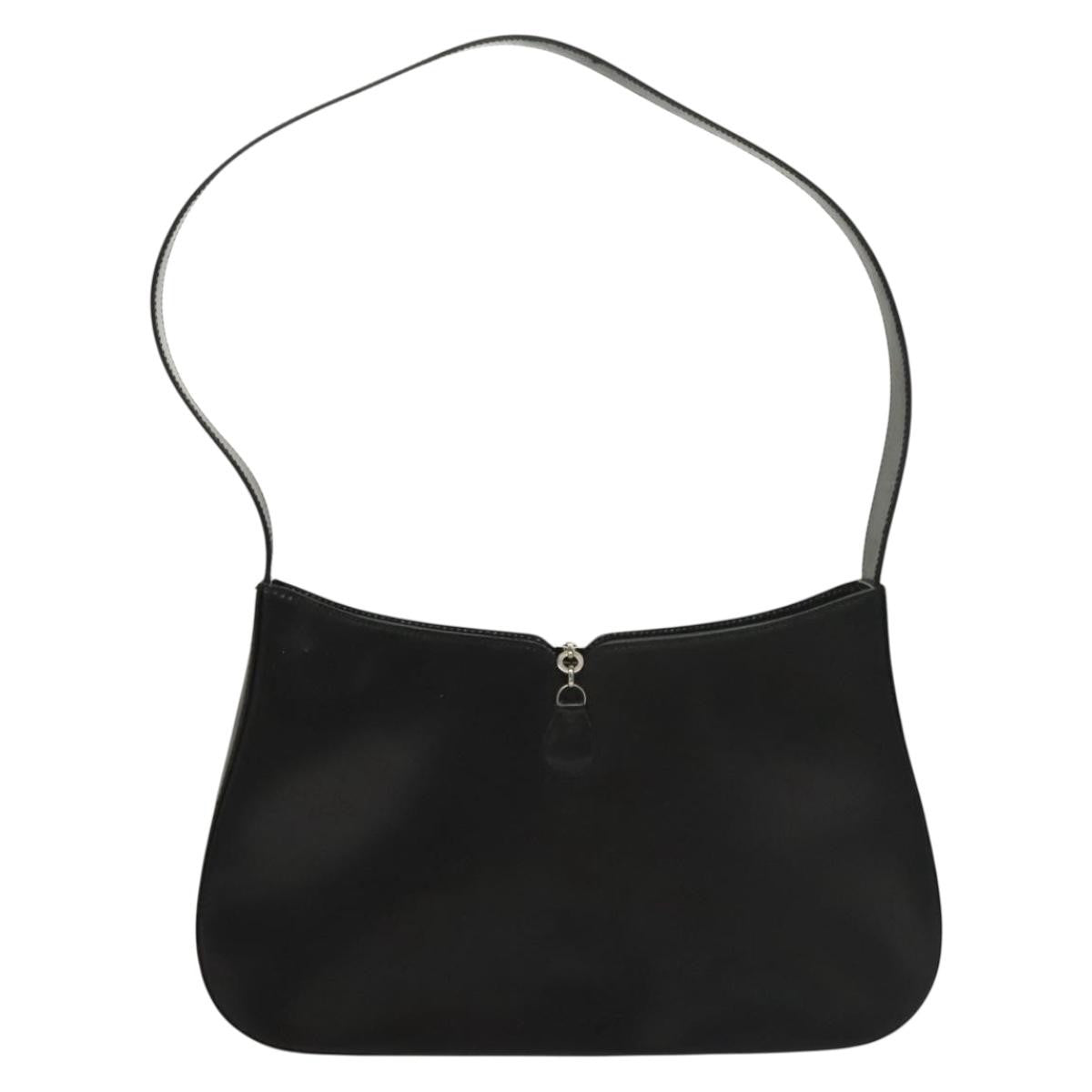 Salvatore Ferragamo Gancini Shoulder Bag Leather, BLACK, LEATHER, Shoulder bag