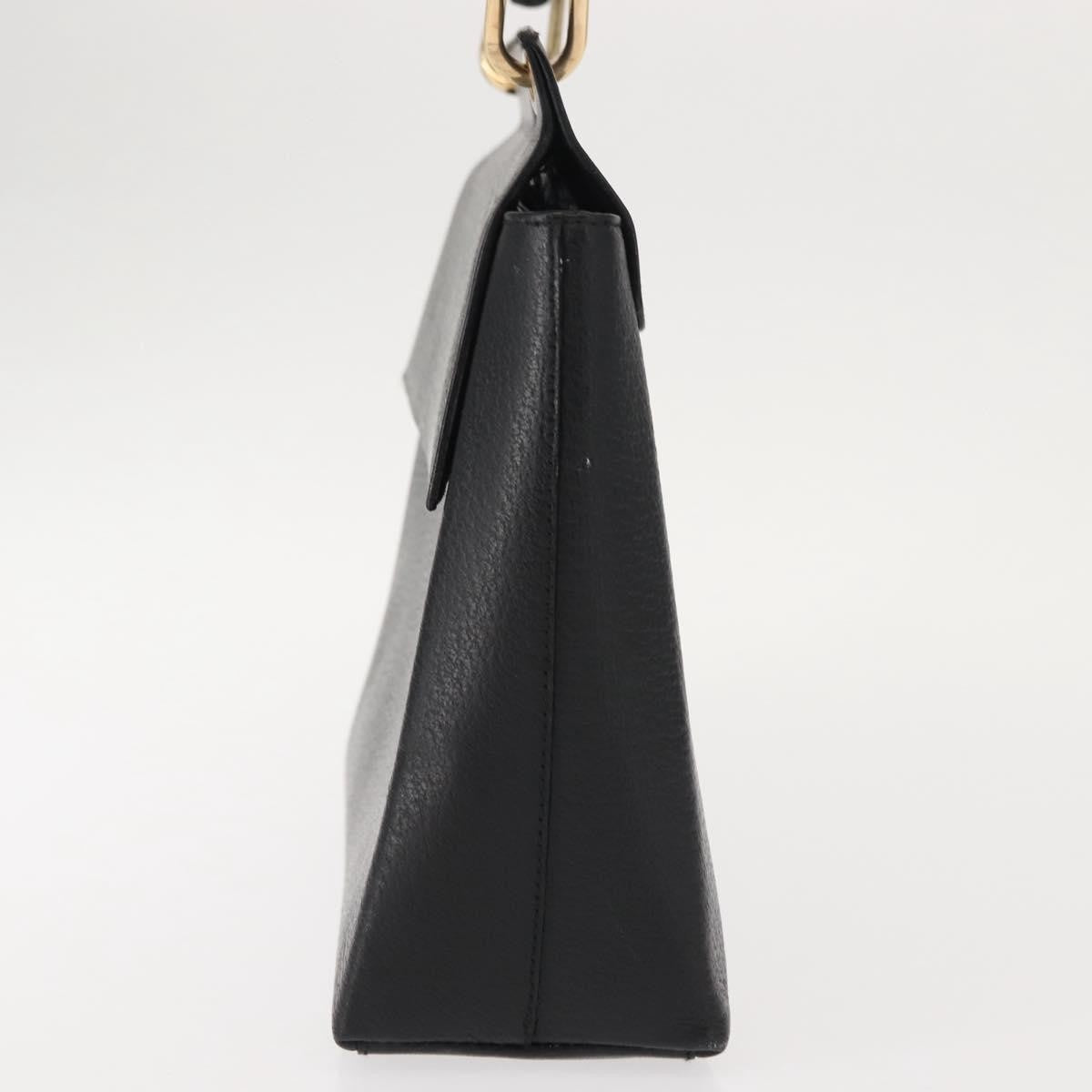 Gucci Vintage Bamboo Handle Bag Leather, BLACK, LEATHER, Handbag