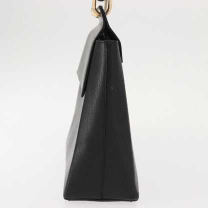 Gucci Vintage Bamboo Handle Bag Leather, BLACK, LEATHER, Handbag