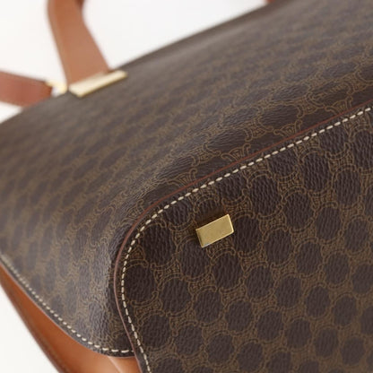 Celine Vintage Macadam Handbag Canvas and Leather, BROWN, CANVAS, Handbag