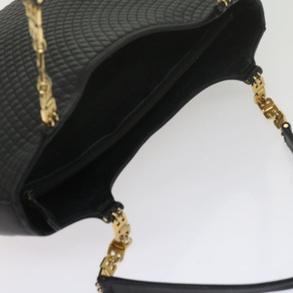 Bally Vintage Chain Shoulder Bag Quilted Leather, BLACK, LEATHER, Tote bag