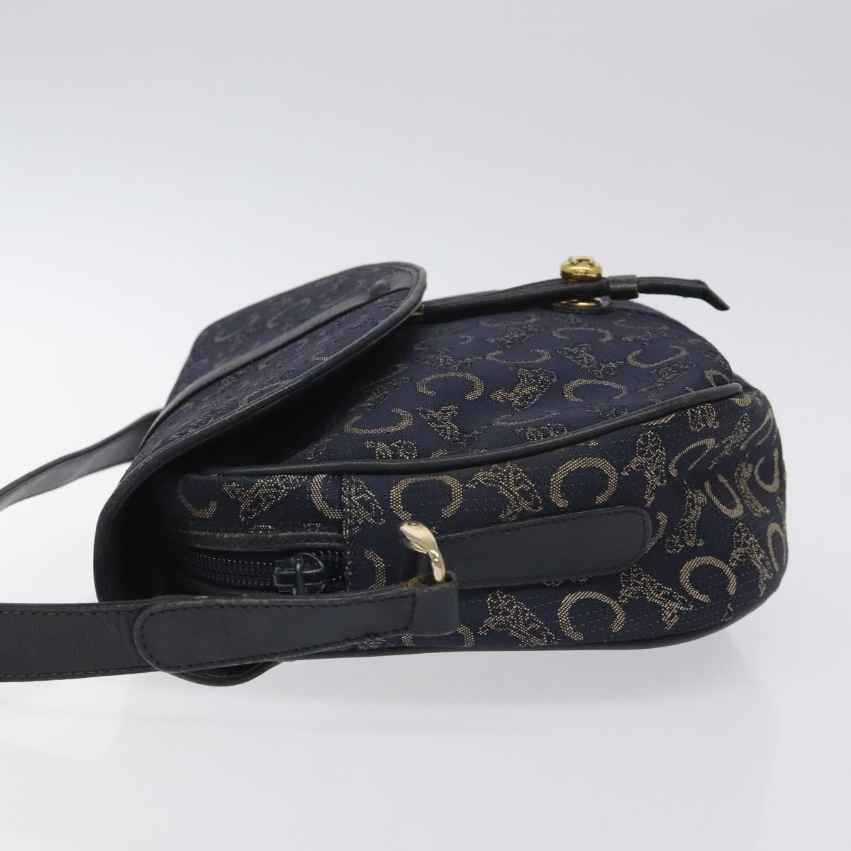 Celine C Sulky Shoulder bag Canvas and Leather, NAVY, CANVAS, Shoulder bag