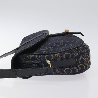 Celine C Sulky Shoulder bag Canvas and Leather, NAVY, CANVAS, Shoulder bag