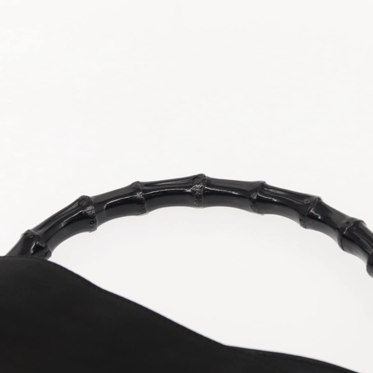 Gucci Vintage Bamboo Handle Open Hobo Nylon, BLACK, NYLON, Tote bag