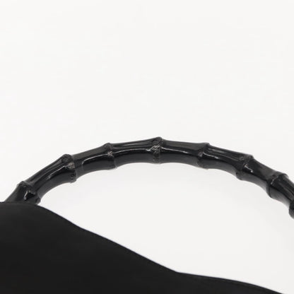 Gucci Vintage Bamboo Handle Open Hobo Nylon, BLACK, NYLON, Tote bag