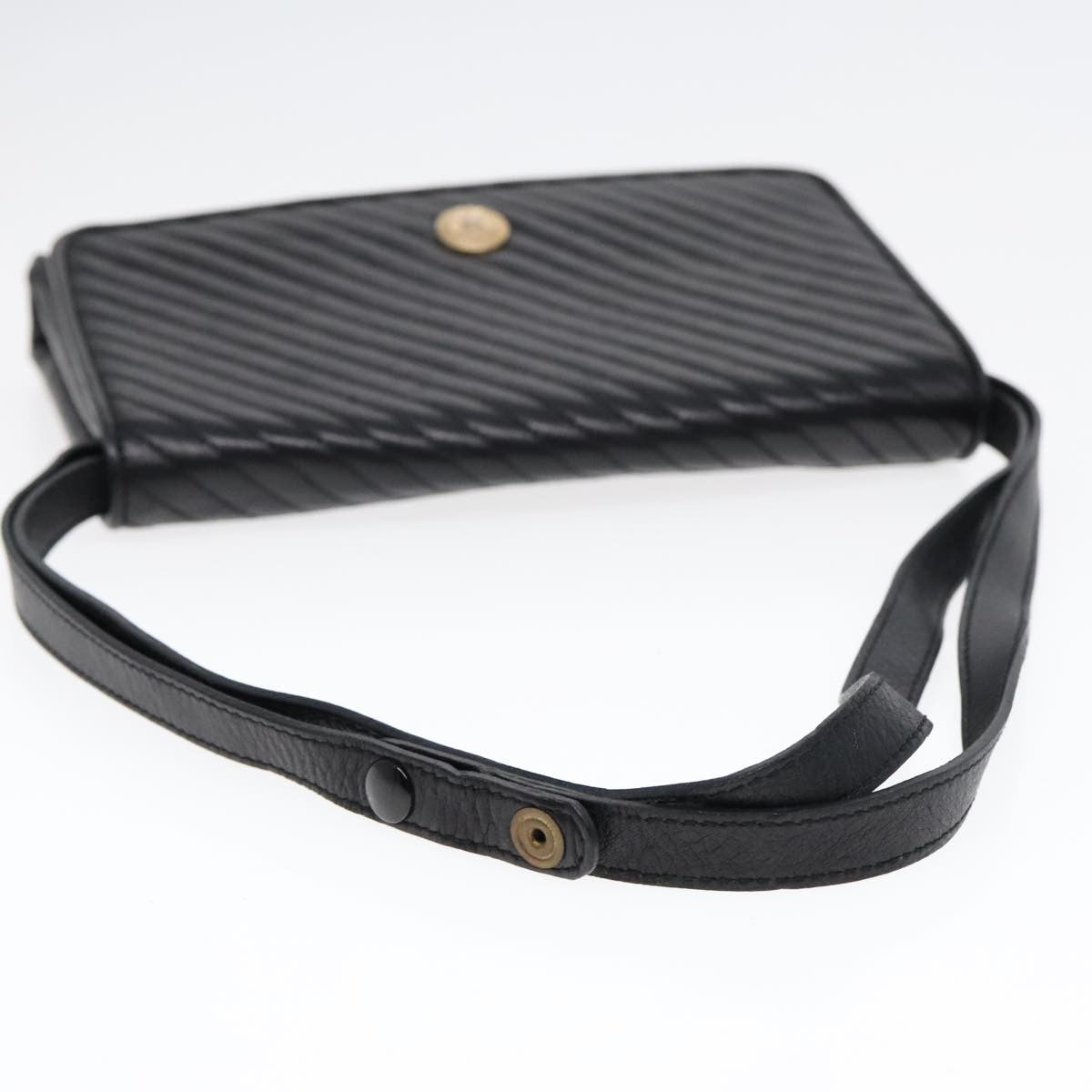 Celine Vintage Flap Shoulder Bag Leather, BLACK, LEATHER, Shoulder bag