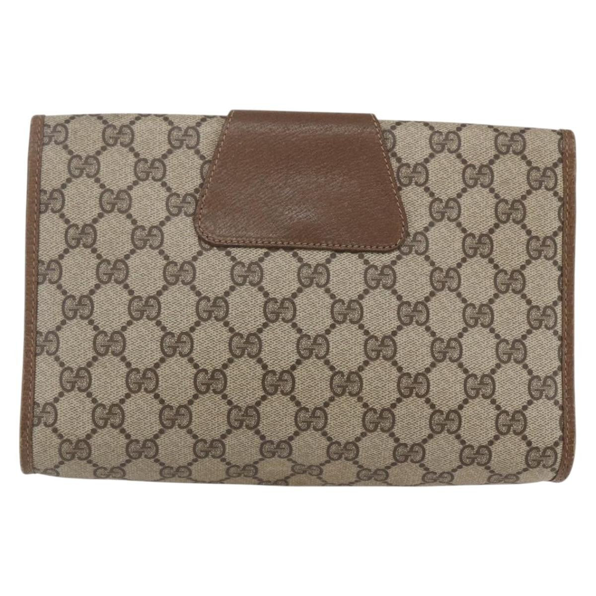 Gucci Sherry line pouch Canvas, BEIGE, PVC, Clutche & pouche