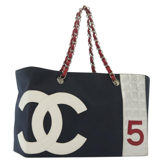 Chanel No.5 Tote Canvas and Leather, NAVY, CANVAS, Tote bag