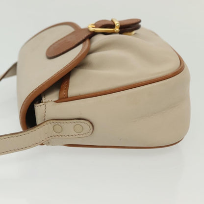 Celine Flap Shoulder Bag Leather, BEIGE, LEATHER, Shoulder bag