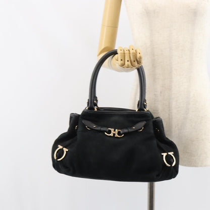 Salvatore Ferragamo Gancini Tote Suede, BLACK, SUEDE, Tote bag