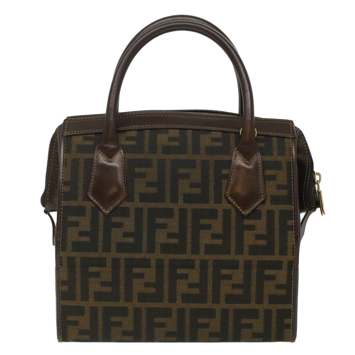 Fendi Vintage Top Handle Lock Box Bag Zucca Canvas, BROWN, CANVAS, Handbag