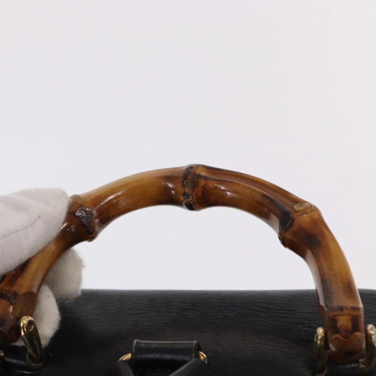 Gucci Vintage Bamboo Backpack Leather, BLACK, LEATHER, Backpack