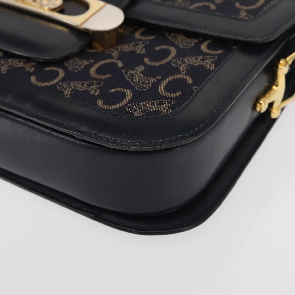 Celine Horse Carriage Shoulder bag Canvas and Leather, NAVY, CANVAS, Shoulder bag