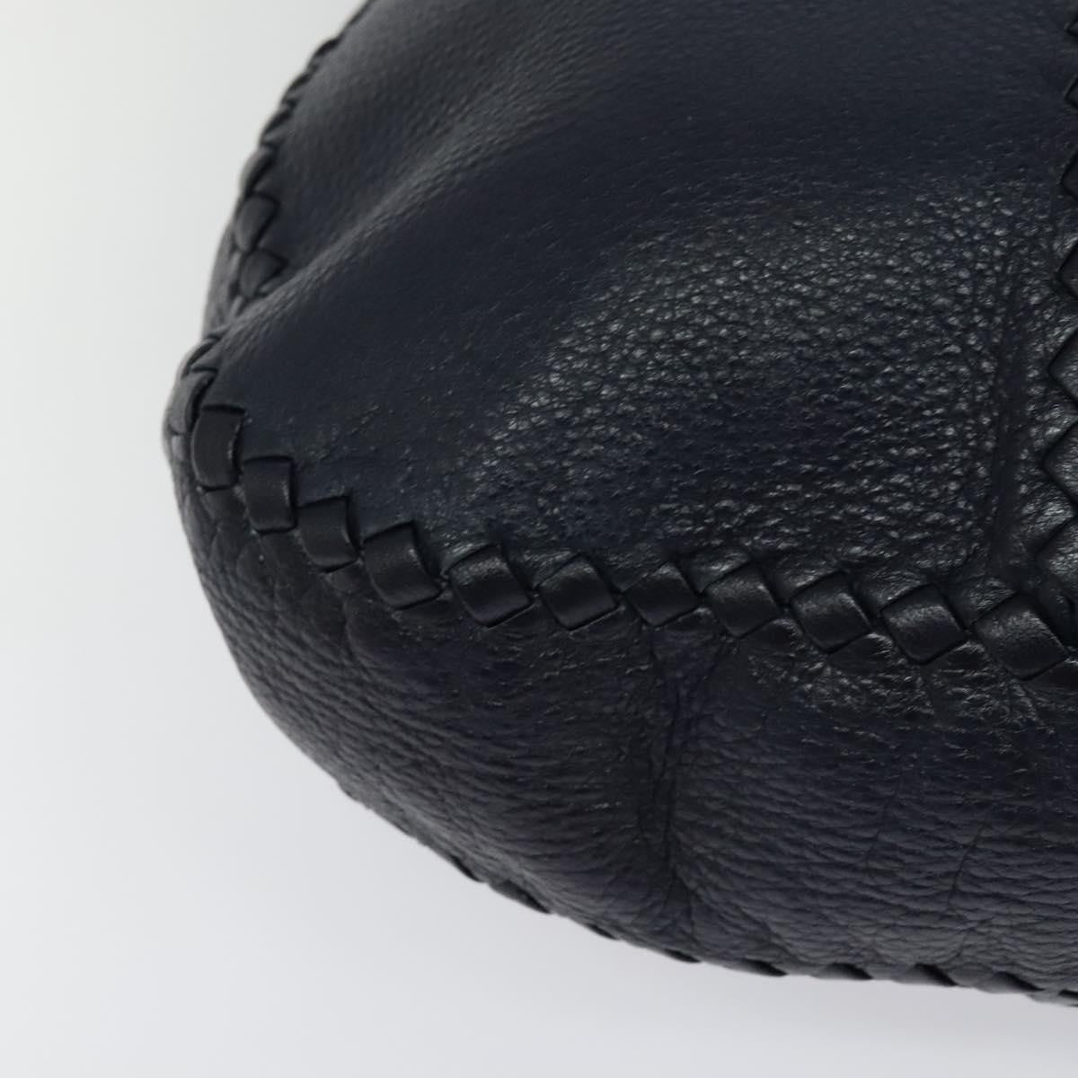 Bottega Veneta Open Hobo Cervo with Intrecciato Detail, NAVY, LEATHER, Shoulder bag