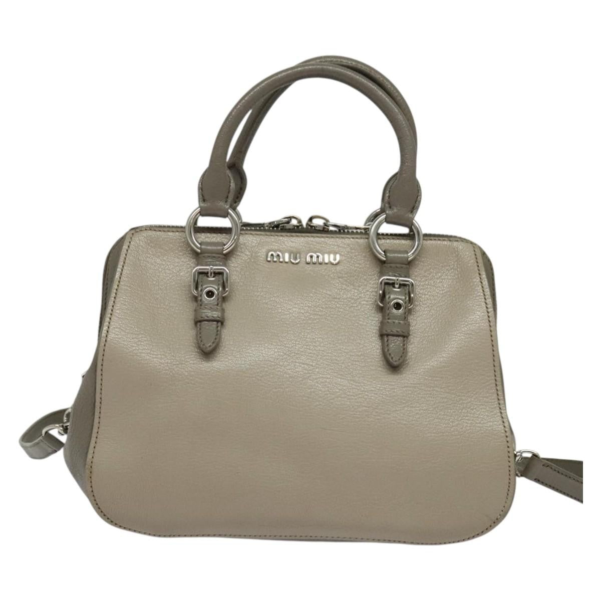 Miu Miu Madras Bowler Bag Leather, GRAY, LEATHER, Handbag