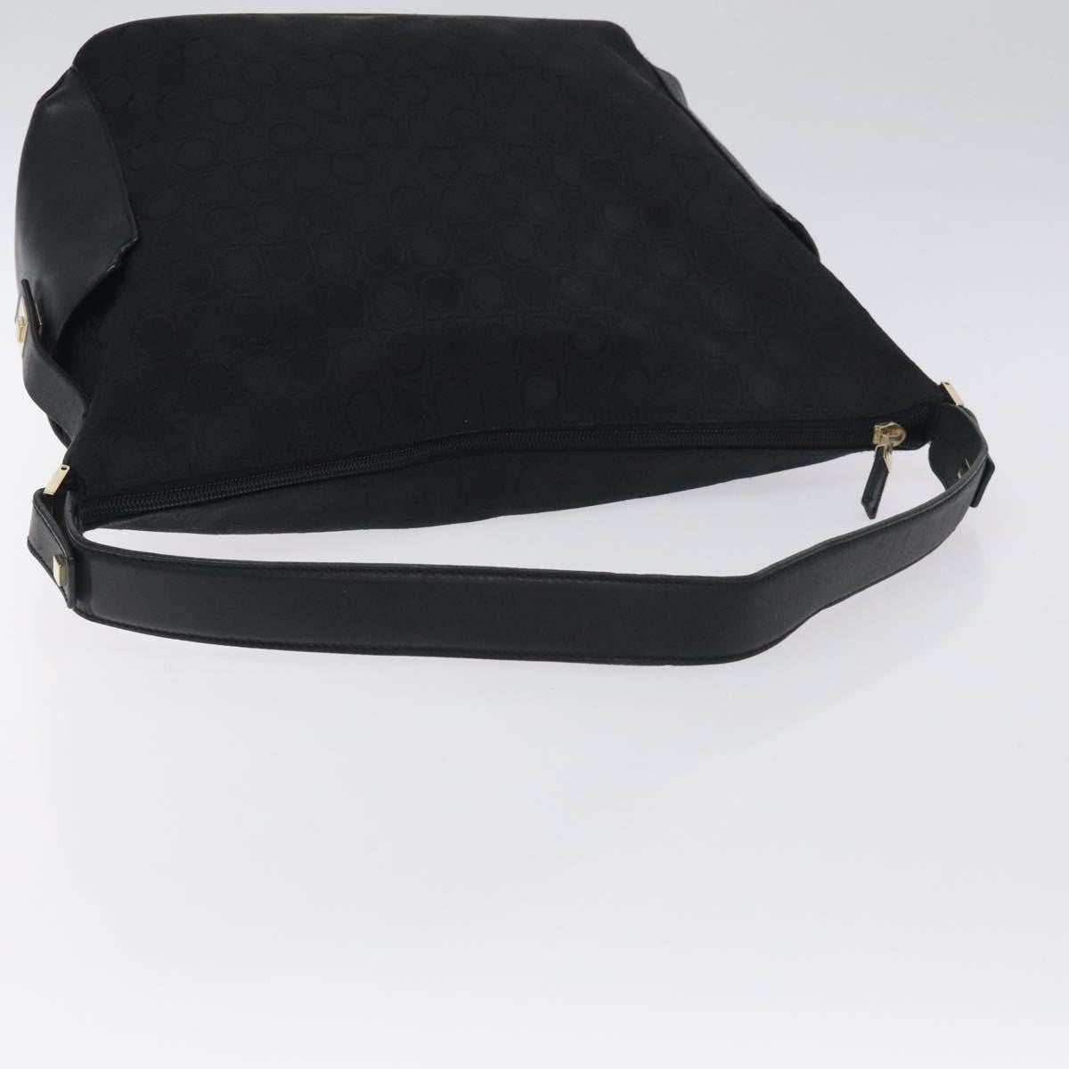 Salvatore Ferragamo Gancini Shoulder Bag Canvas, BLACK, CANVAS, Shoulder bag