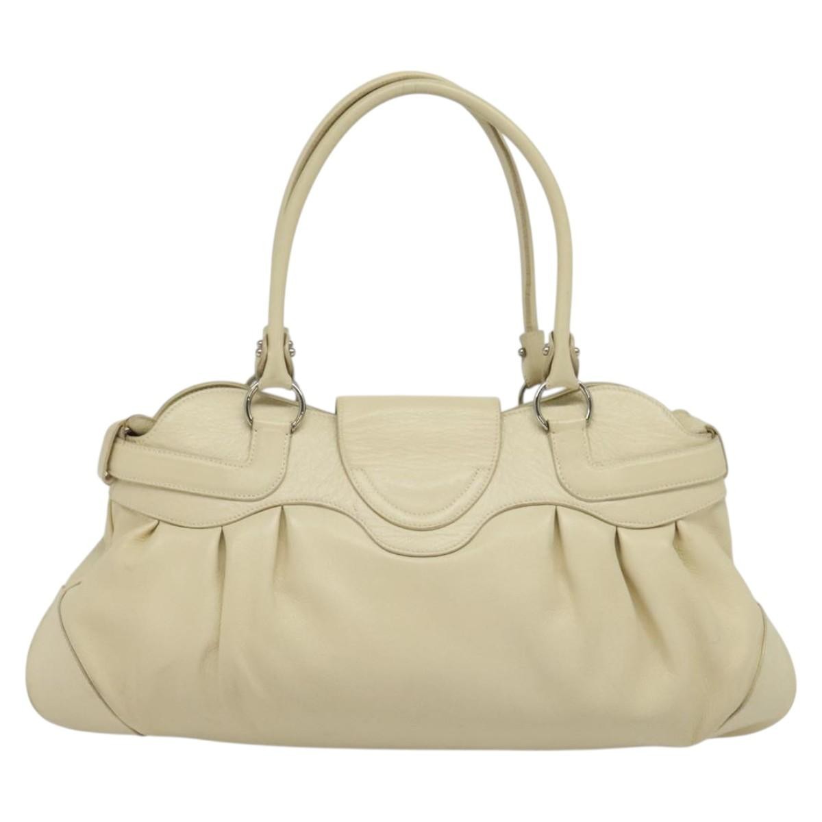 Salvatore Ferragamo Marisa Satchel Leather, BEIGE, LEATHER, Tote bag