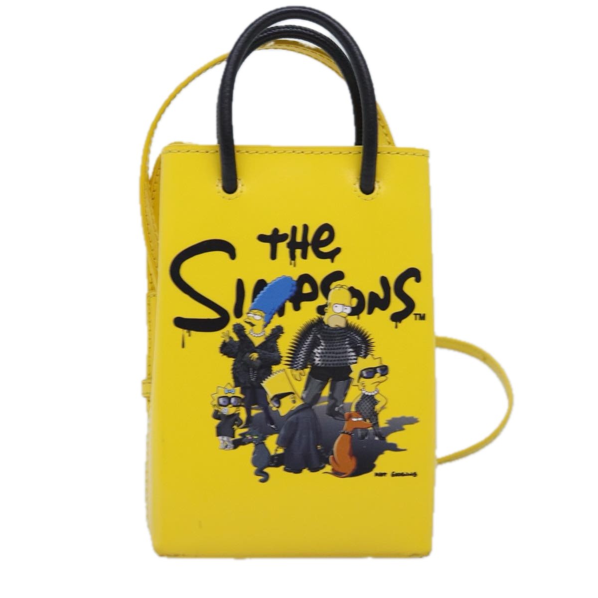 Balenciaga The Simpsons Shopping Tote Printed Leather, YELLOW, LEATHER, Tote bag