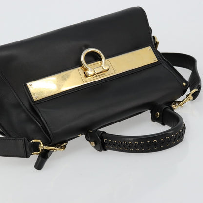 Salvatore Ferragamo Sofia Satchel Leather, Black, Leather, Handbag