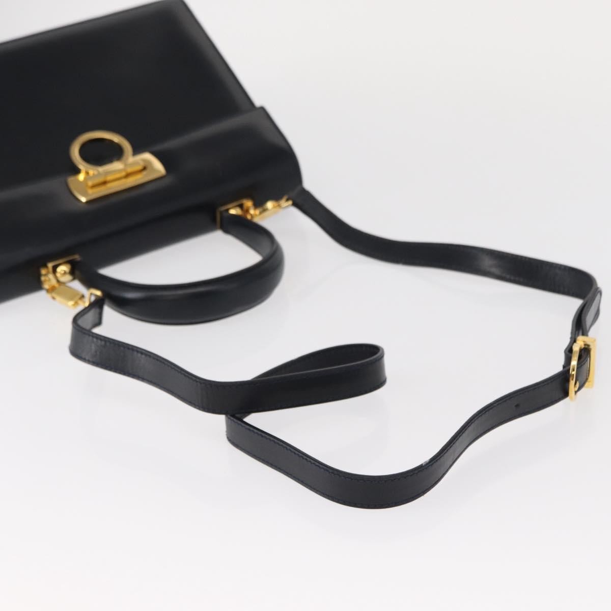 Salvatore Ferragamo Convertible Top Handle Bag Leather, NAVY, LEATHER, Handbag