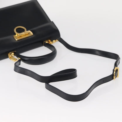 Salvatore Ferragamo Convertible Top Handle Bag Leather, NAVY, LEATHER, Handbag