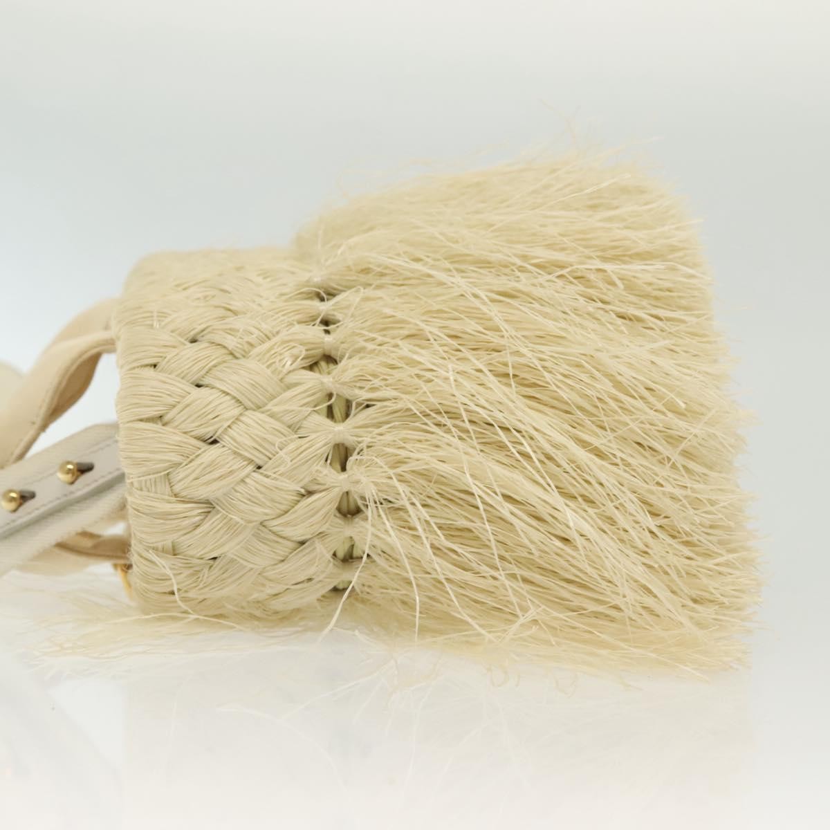 Prada Fringe Wicker Tote Woven Straw, GOLD, WOOD, Handbag