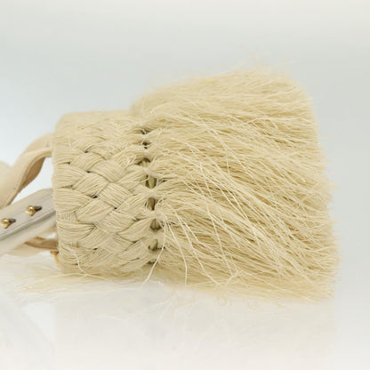 Prada Fringe Wicker Tote Woven Straw, GOLD, WOOD, Handbag