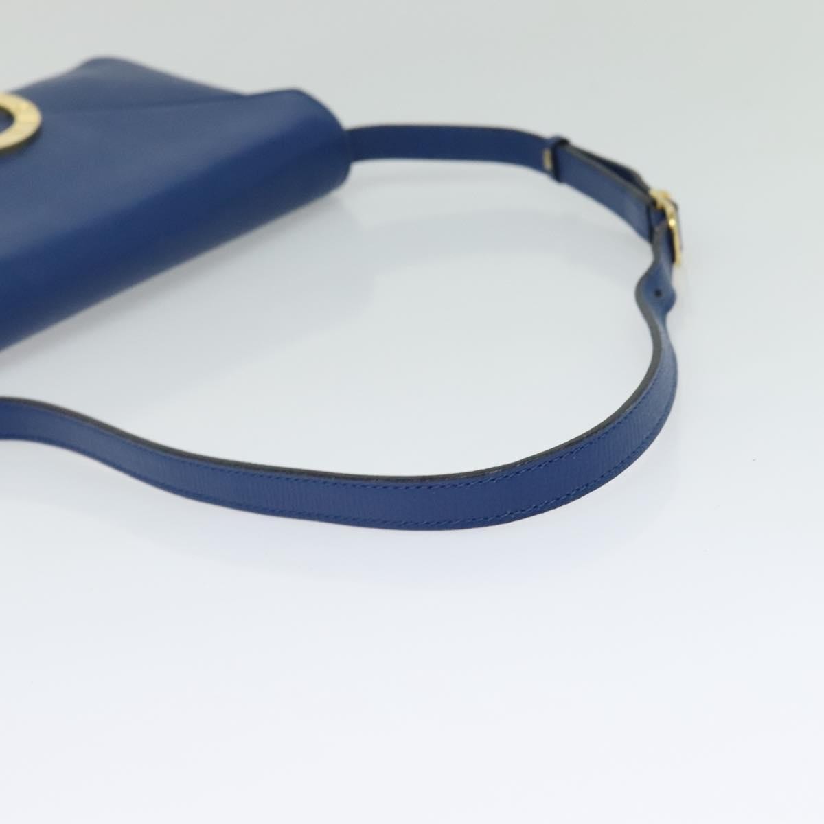 Celine Vintage Circle Logo Crossbody Bag Leather, BLUE, LEATHER, Crossbody bag