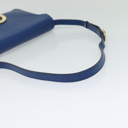 Celine Vintage Circle Logo Crossbody Bag Leather, BLUE, LEATHER, Crossbody bag