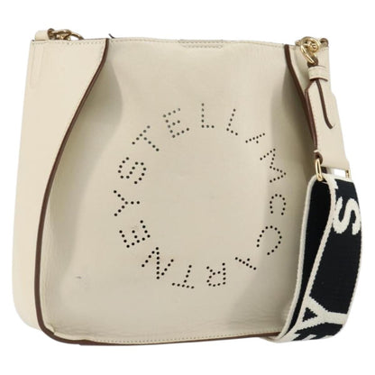 Stella McCartney Logo Crossbody Bag Perforated Faux Leather, BEIGE, LEATHER, Shoulder bag