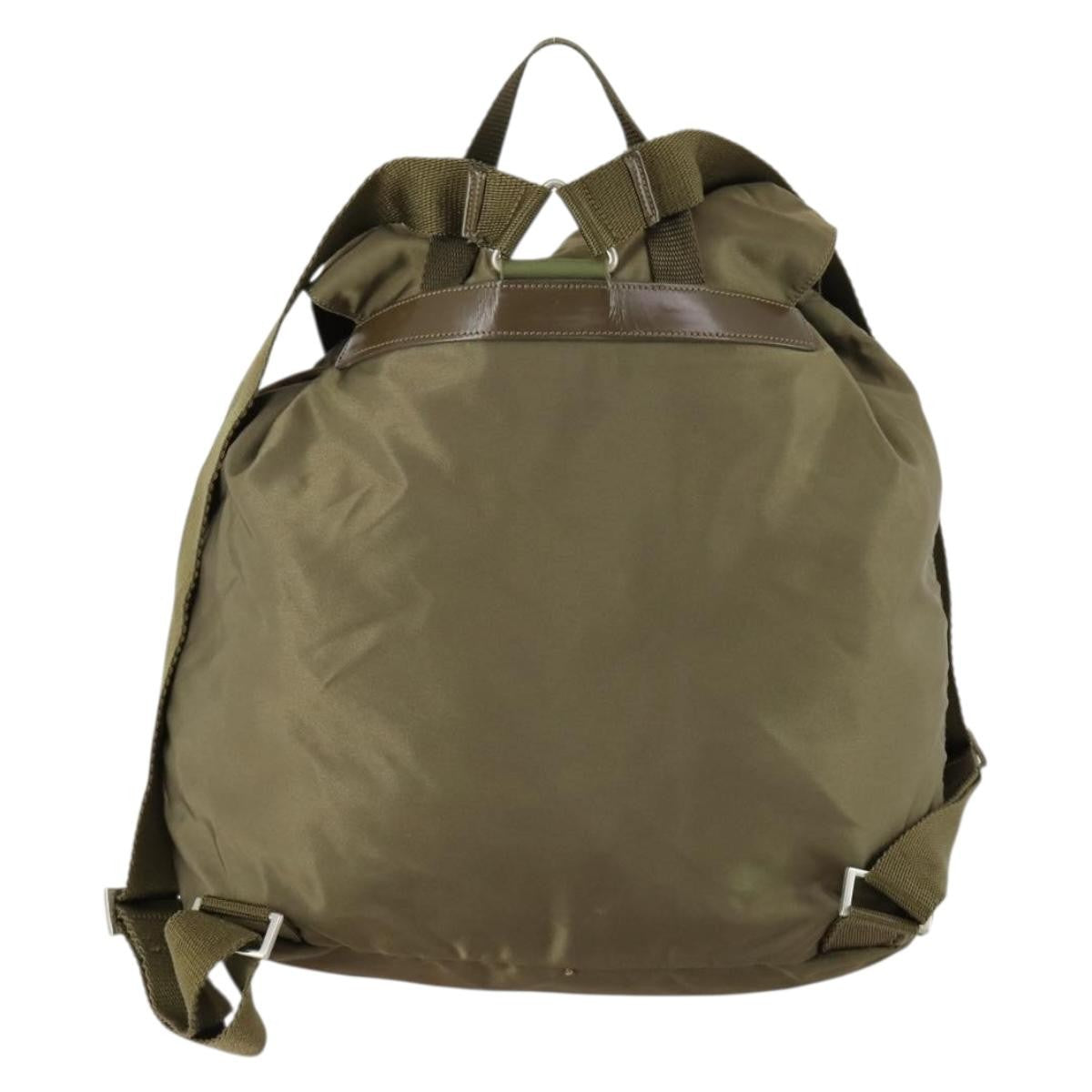 Prada Vela Double Front Pocket Backpack Tessuto with Saffiano Leather, KHAKI, NYLON, Backpack