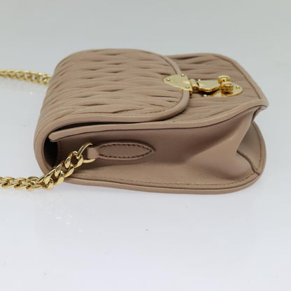 Miu Miu Chain Flap Crossbody Bag Matelasse Leather, BEIGE, LEATHER, Crossbody bag