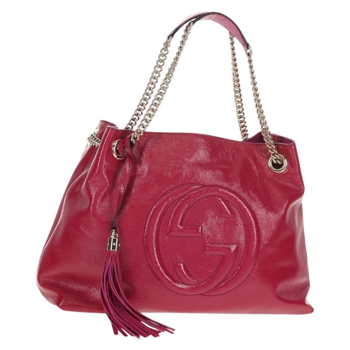 Gucci Soho Chain Strap Shoulder Bag Patent, PINK, PATENT_LEATHER, Shoulder bag