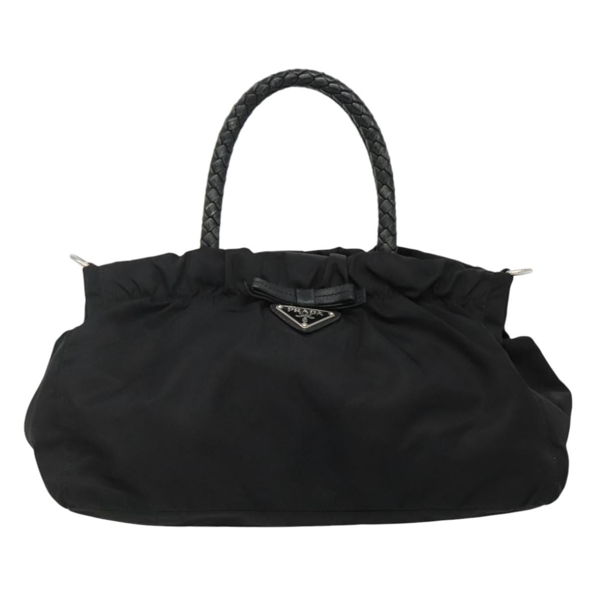 Prada Convertible Bow Tote Tessuto, BLACK, NYLON, Handbag