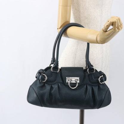 Salvatore Ferragamo Gancini handbag Leather, GREEN, LEATHER, Handbag