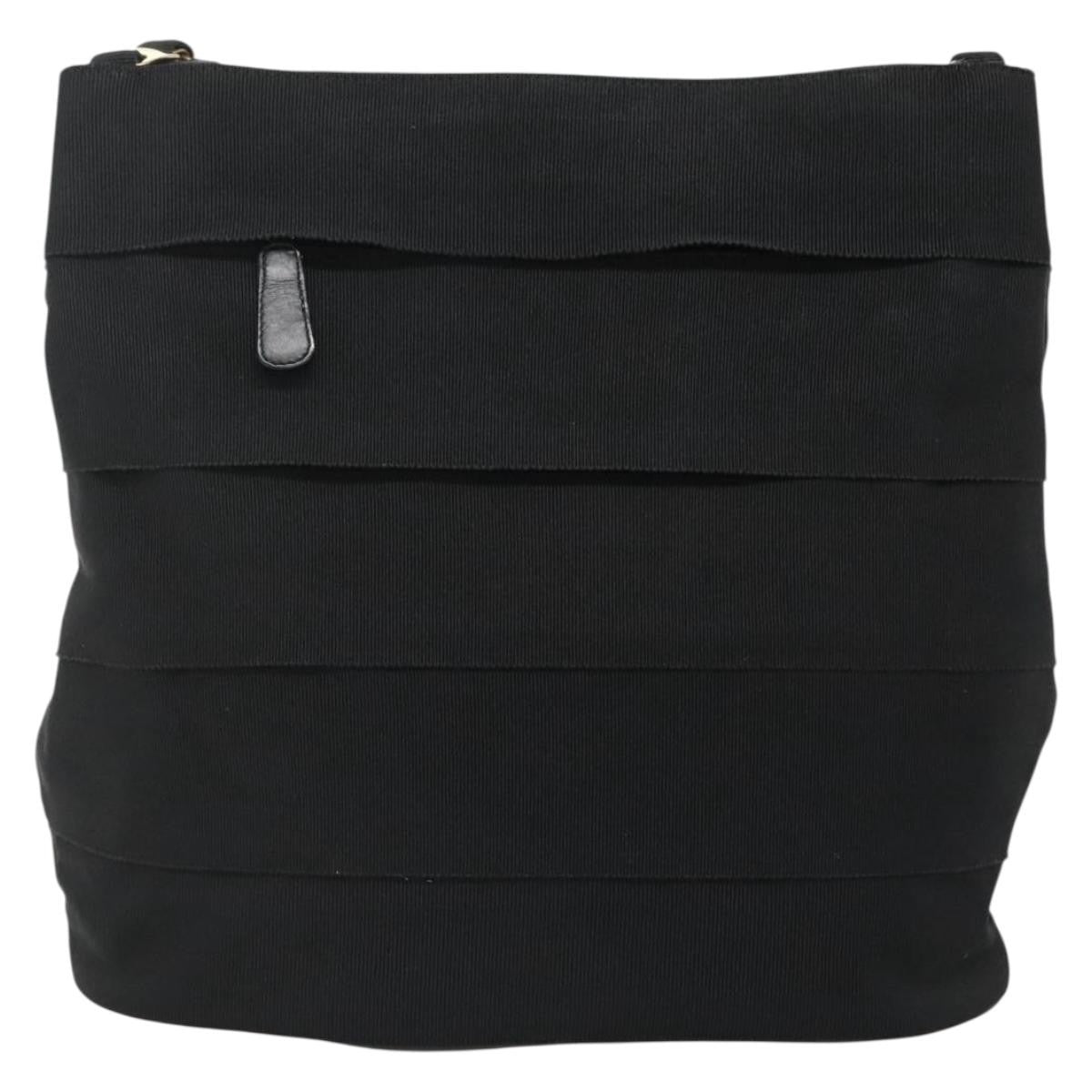 Salvatore Ferragamo Vala Shoulder Bag Canvas, BLACK, CANVAS, Shoulder bag