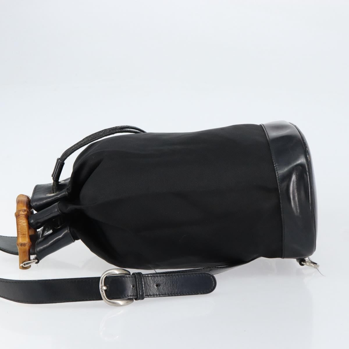 Gucci Vintage Bamboo Sling Backpack Nylon, BLACK, NYLON, Shoulder bag